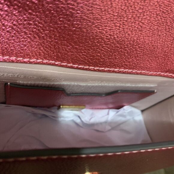 Kate Spade Bijou Barbie Pink Metallic Pebble Leather Top Handle Crossbody Bag - Picture 5 of 11